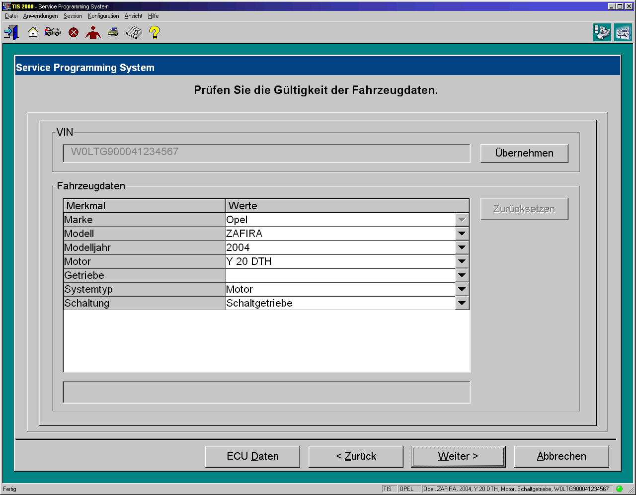 GM Tech2 program ECU with SPS in TIS2000