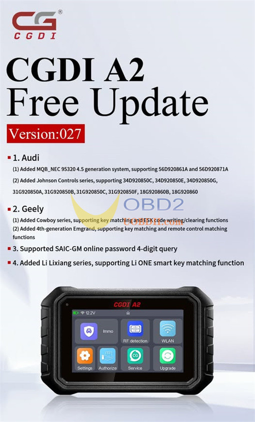 CGDI A2 Update Audi MQB NEC 95320 4.5 Generation