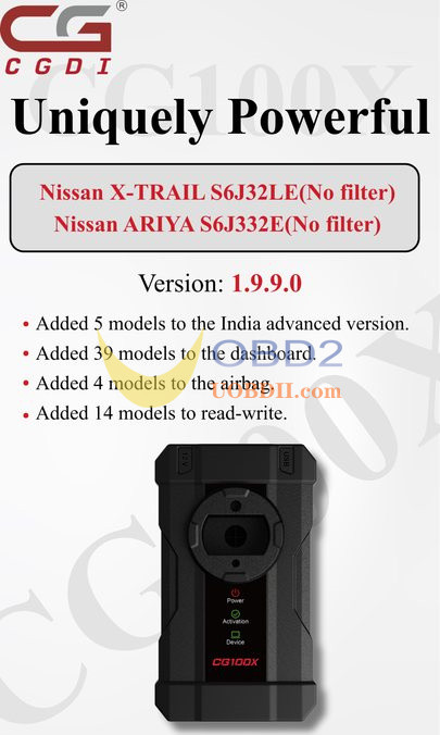 CG100X V1.9.9.0 Add Nissan X-TRAIL & ARIYA(No filter)