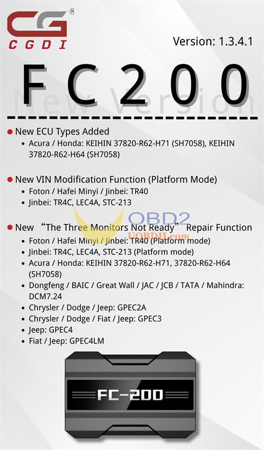 CG FC200 V1.3.4.1 Update Honda Acura