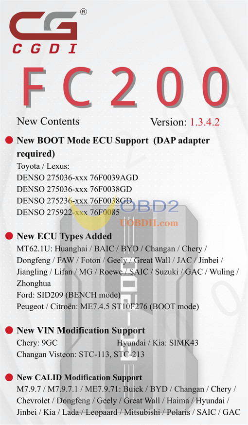 CG FC200 Software V1.3.4.2 Update