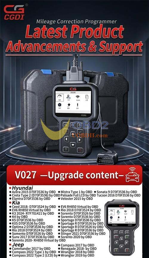 CGDI CG201 Mileage Correction Car List-3