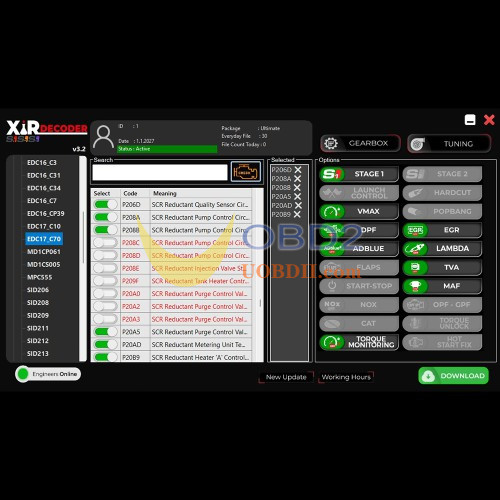 XirDecoder DTC Chip Tuning All Solutions Software Standard Version Support Stage 1-2 Tuning