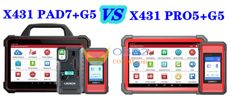 Launch X431 PAD VII with G5 vs. X431 PRO5 with G5
